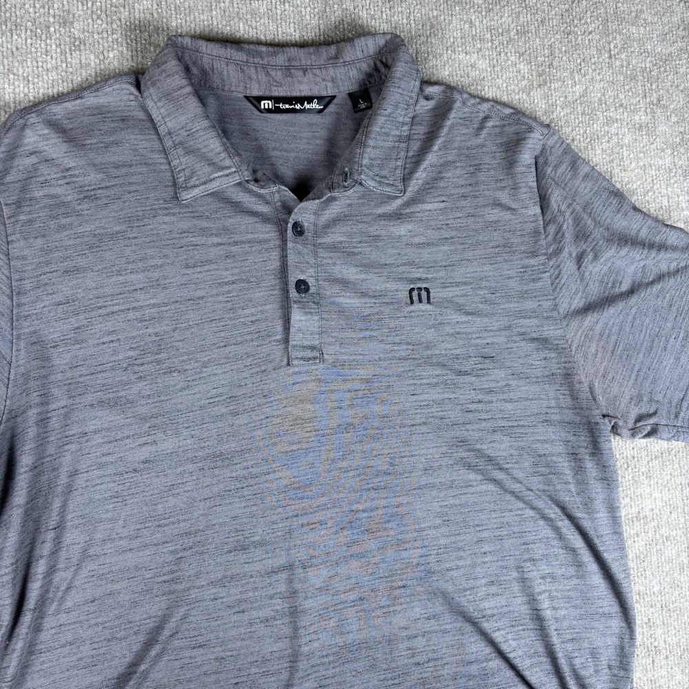 TravisMathew Polo Shirt Mens Large Gray Heather Golf Performance Short Sleeve